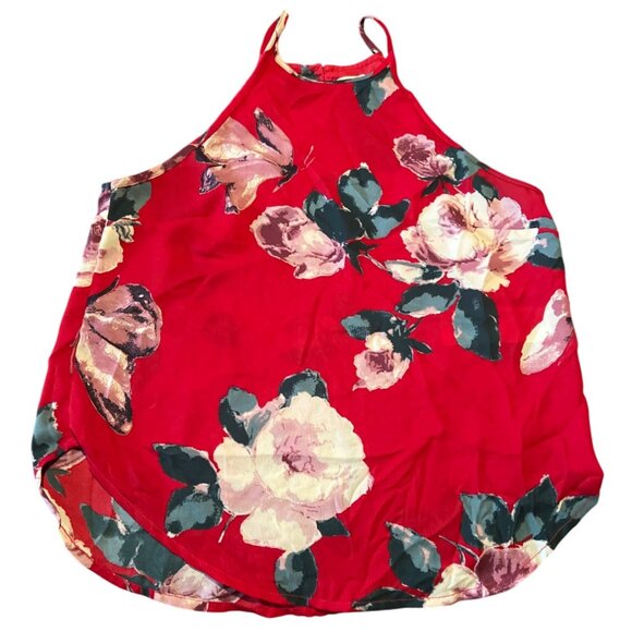 Abercrombie & Fitch Tops - Abercrombie & Fitch Red Floral Halter Top S  Womens Summer Wear‎